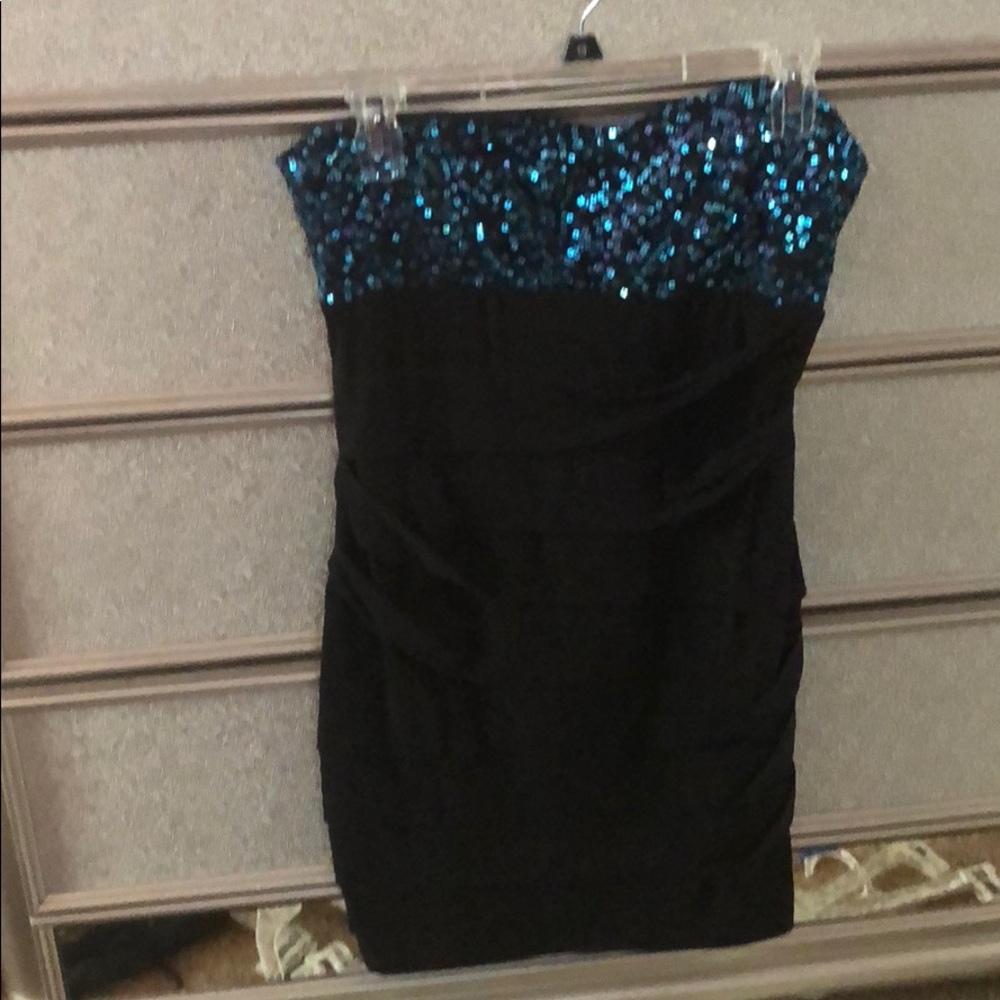 Excellent Condition Blue and Black Sequin Dress